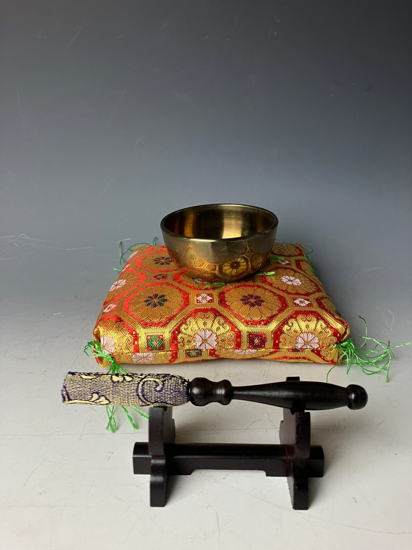 Vintage Japanese Rin Bell with Cushion and Striker