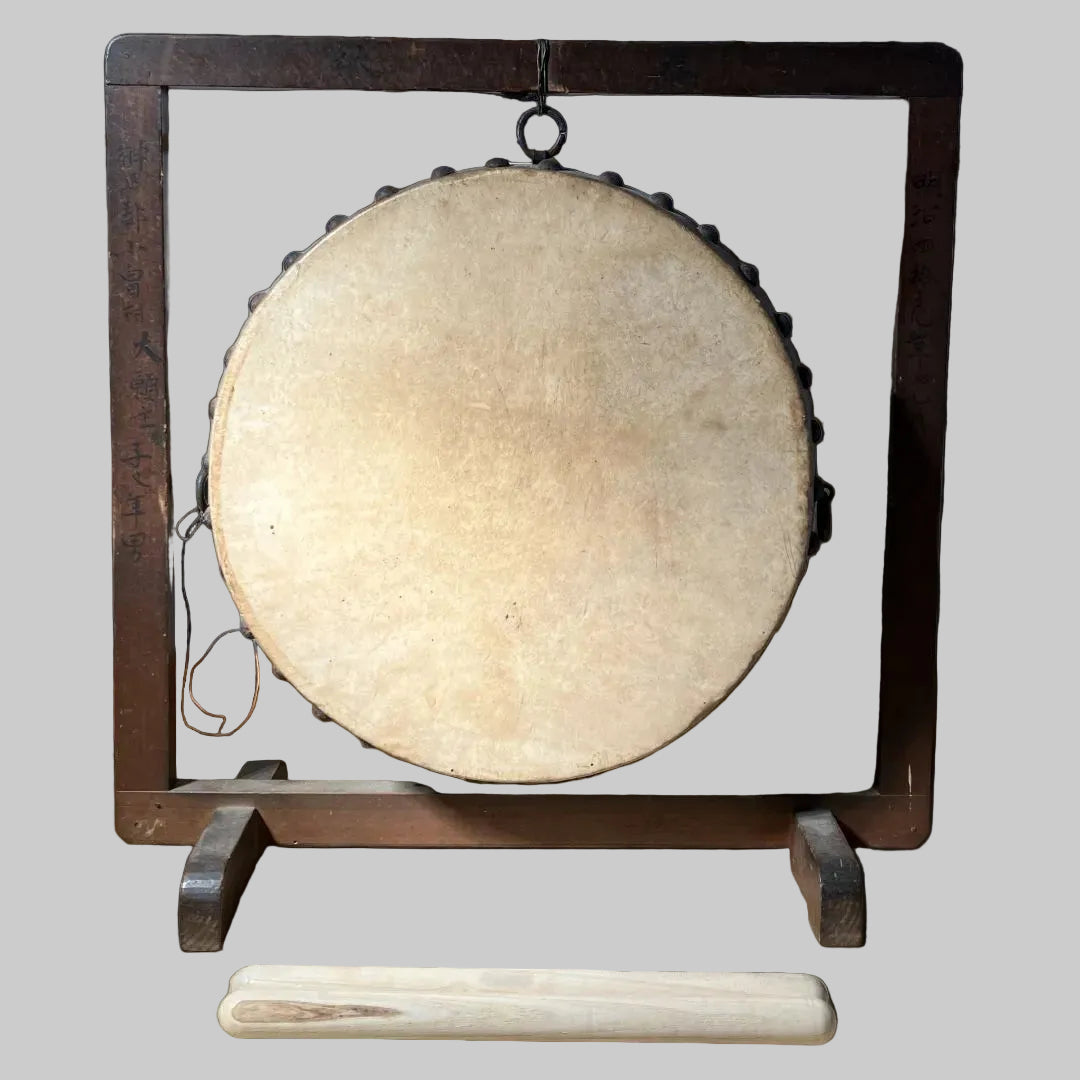Vintage Japanese Taiko Drum – Temple Ritual Percussion – Antique