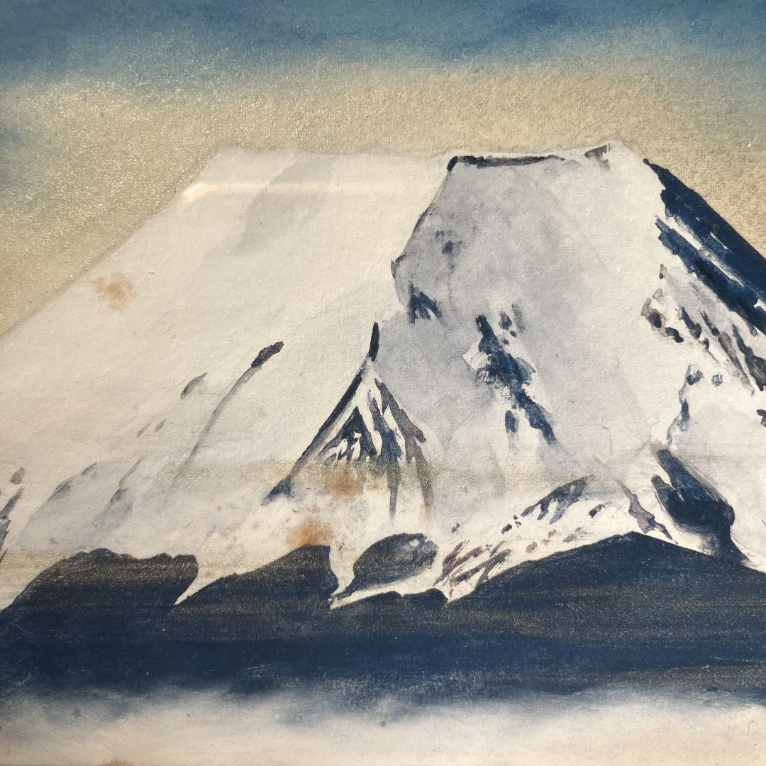 Snowy mountain peak with a textured background