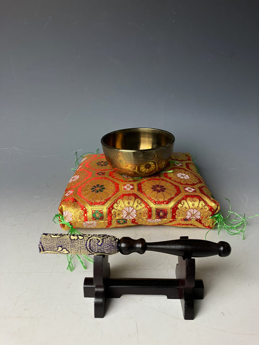 Vintage Japanese Rin Bell with Cushion and Striker