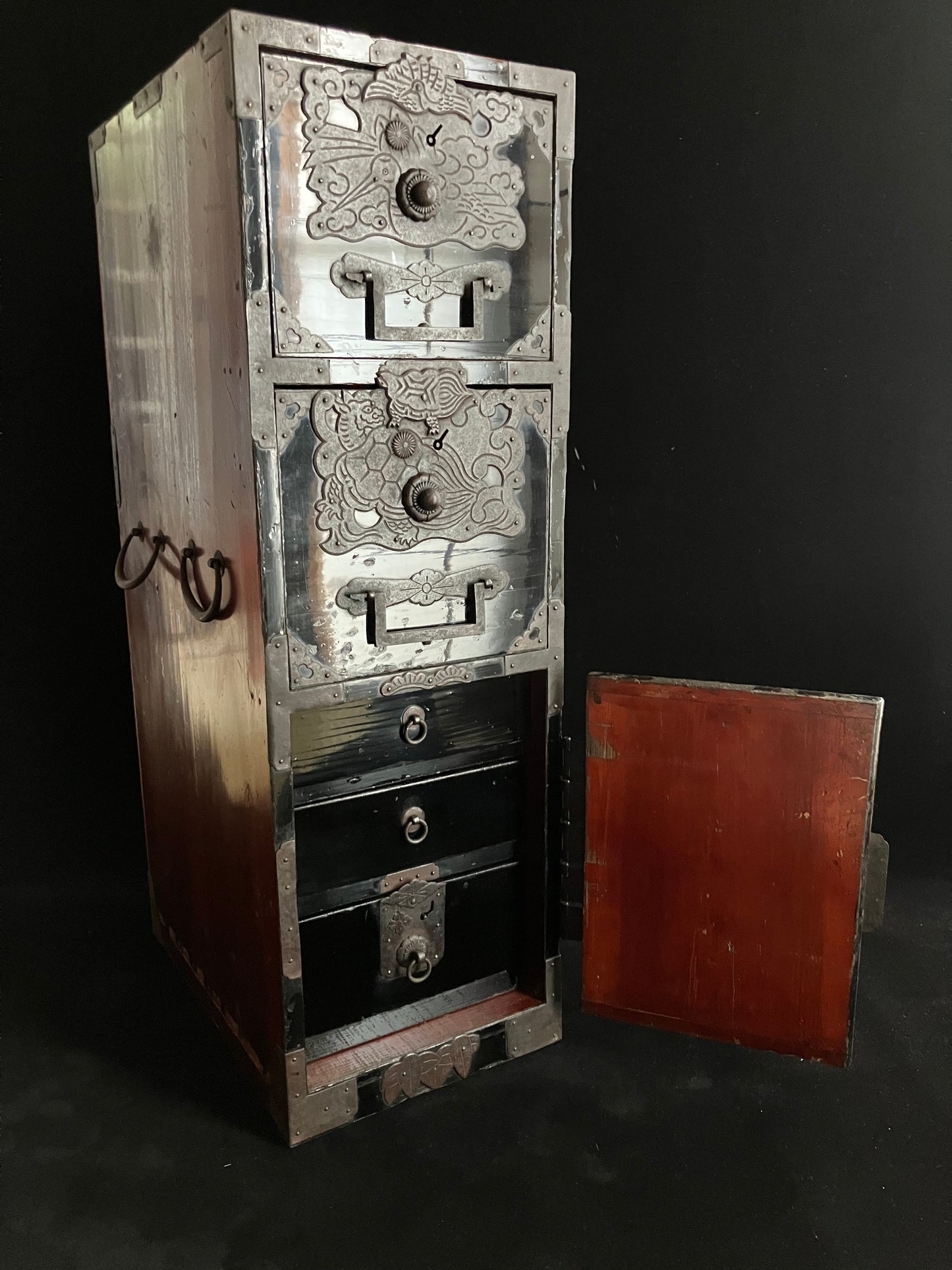 Authentic Japanese Antique Cabinet Tansu - Traditional Storage Chest H.33.8inches / 86cm