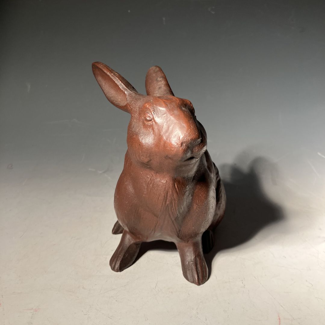 front rabbit in a grey room
