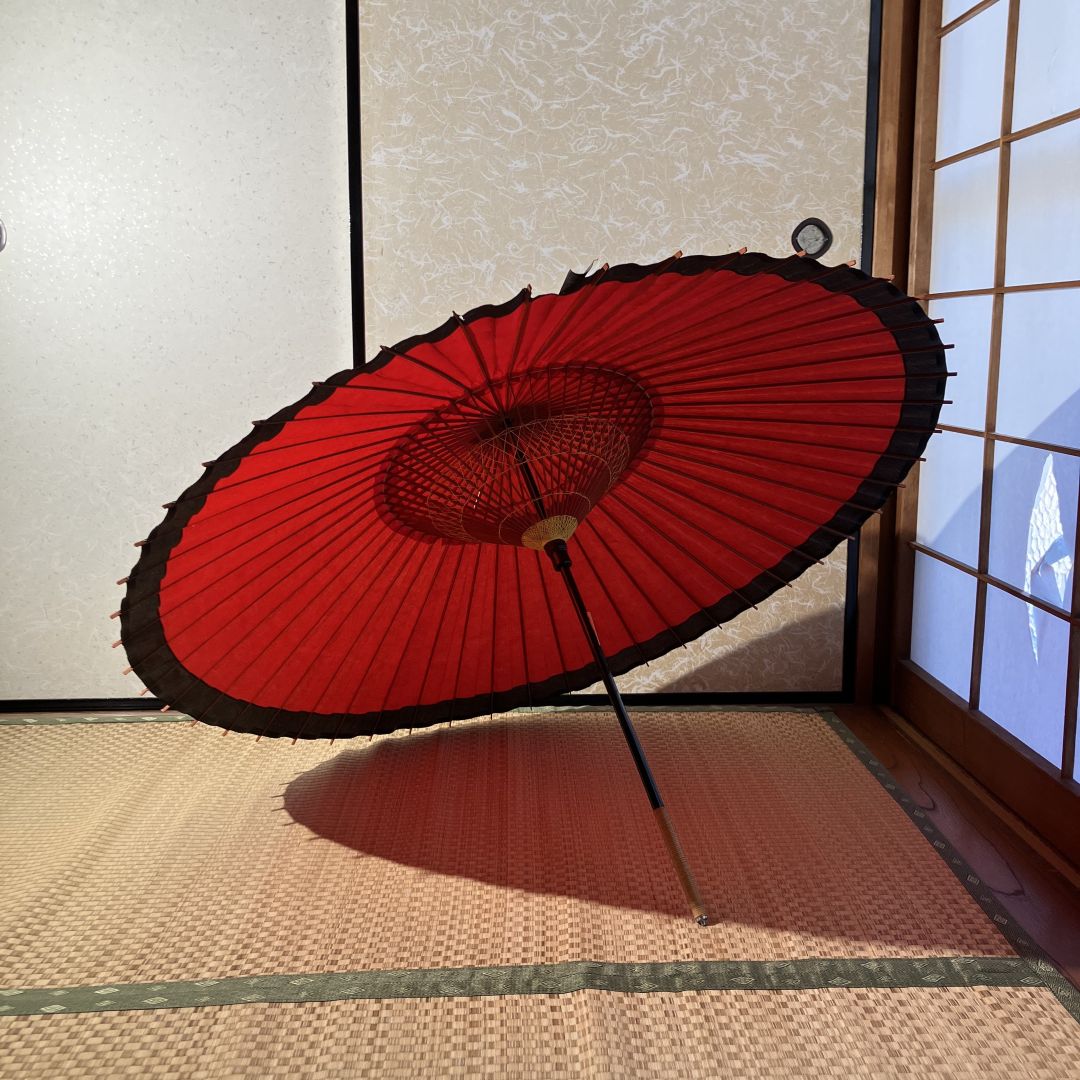 red umbrella in a tatami room