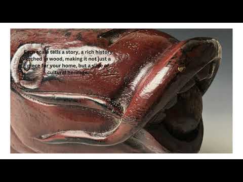 wooden carved kettle hook | Jizaikagi | Japanese wooden fish