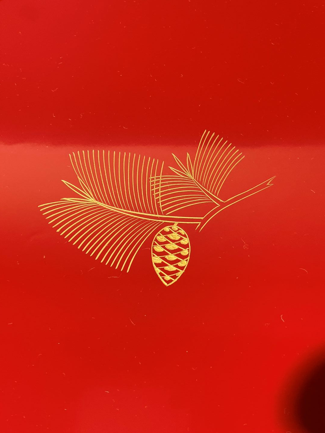 Decorative leaf design on a red background