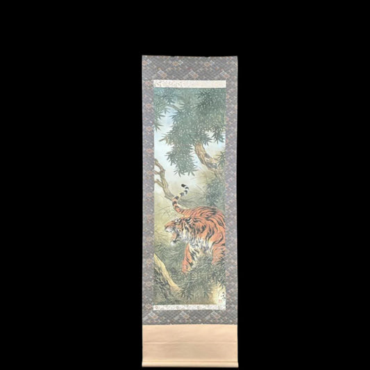 Japanese scroll Art "Tiger in a bamboo forest"