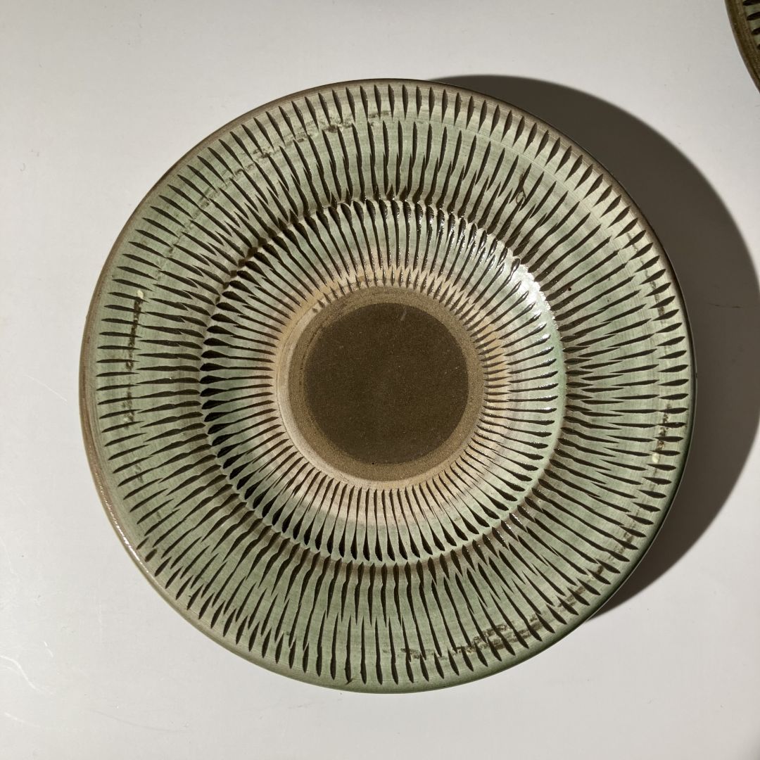 Ceramic plate with decorative pattern on a white background